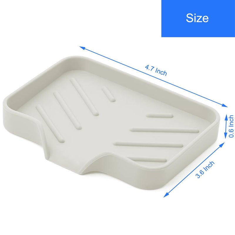 Metopets Sponge Holder with Drain Spout, Silicone Sponge Tray for Kitchen Sink, Rubber Soap Dish for Shower Bathroom (Beige, 4.7"" x 3.6"") - Image 3